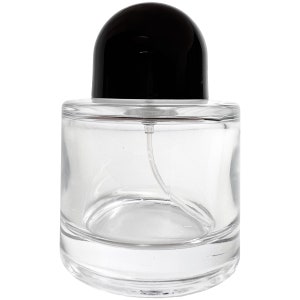 50ml 1.7oz glass perfume half ball bottles black cap metal atomizer refillable