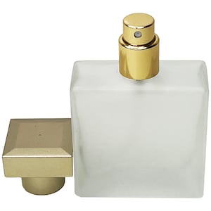 25ml 0.85oz empty perfume frosted glass square spray bottles metal gold atomizer