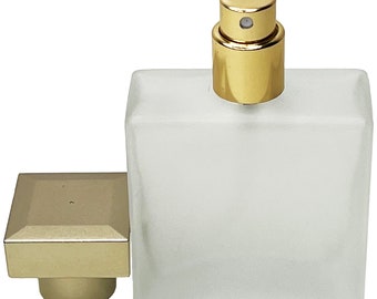 25ml 0.85oz empty perfume frosted glass square spray bottles metal gold atomizer