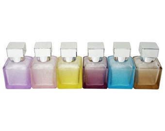 50ml 1.7oz 6 colors gradient cube textured glass perfume spray bottles
