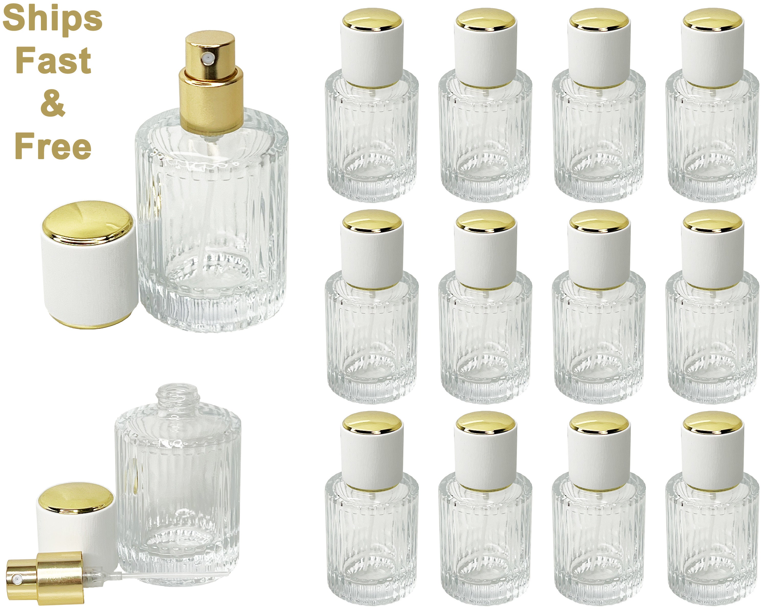 30ml 1oz Empty Thick Glass Perfume White Gold Cap Spray -  Israel