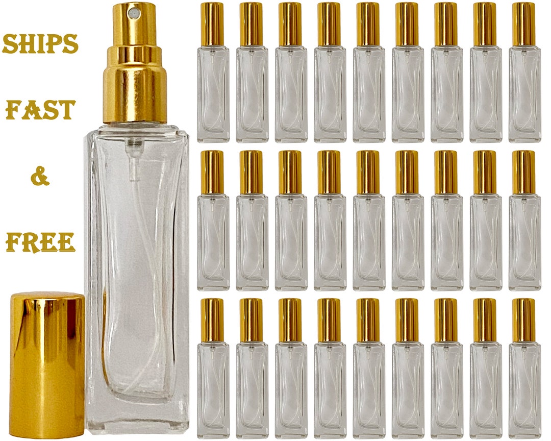 50ml Empty Glass Perfume Spray Bottle Rectangular Gold/Silver Wholesale Bulk