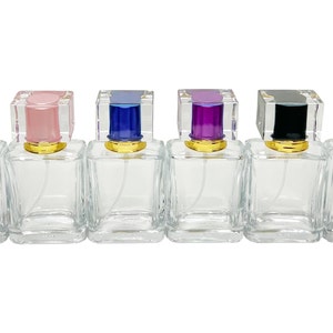 50ml 1.7oz empty perfume clear square 6 colors perfume glass spray bottles