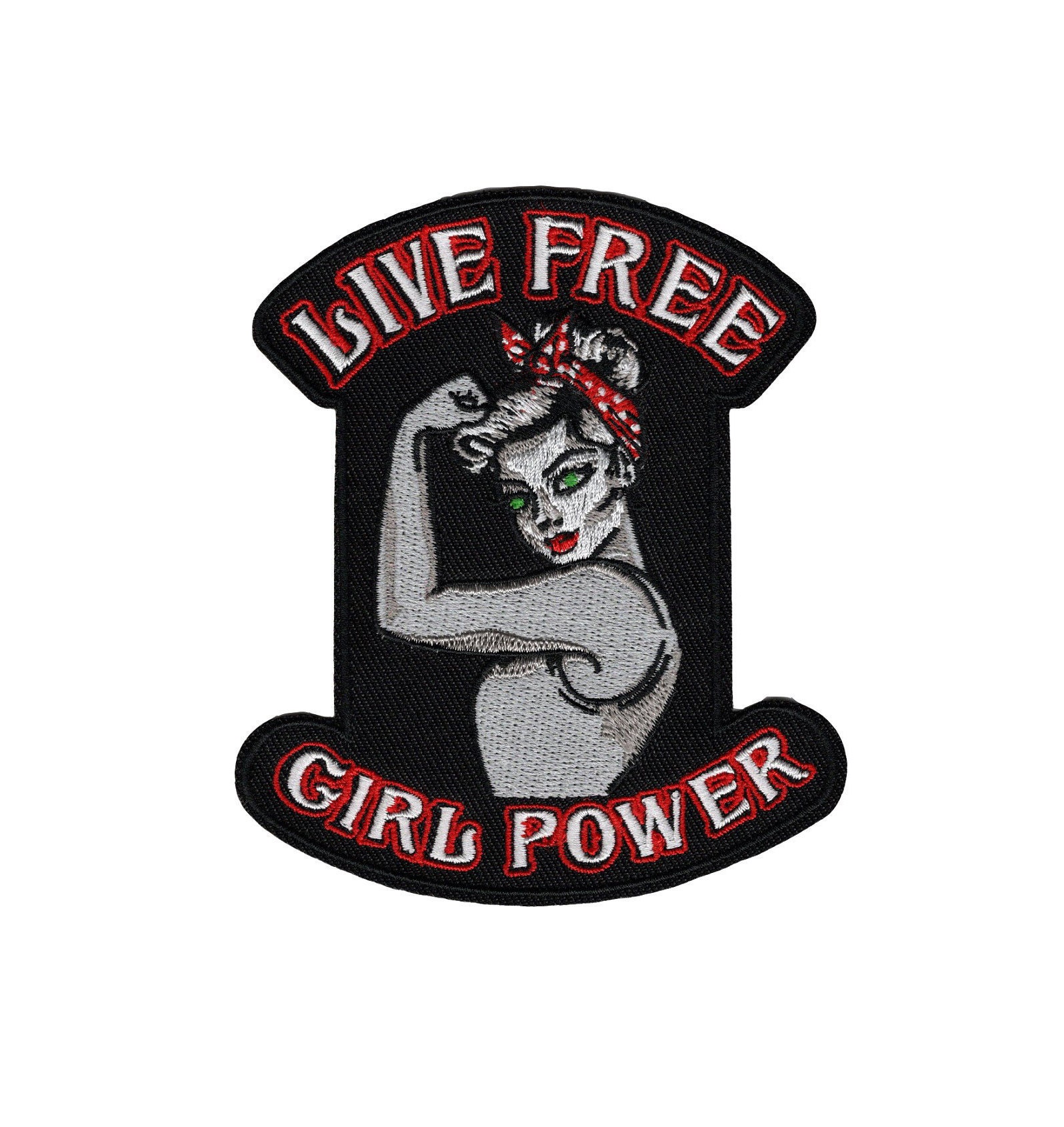 Live free girl power feminist embroidered iron on sew on  etsy