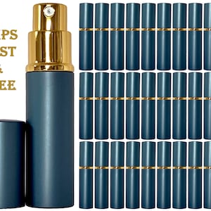 6ml 0.20oz perfume glass spray bottles gold atomizer blue casing refillable
