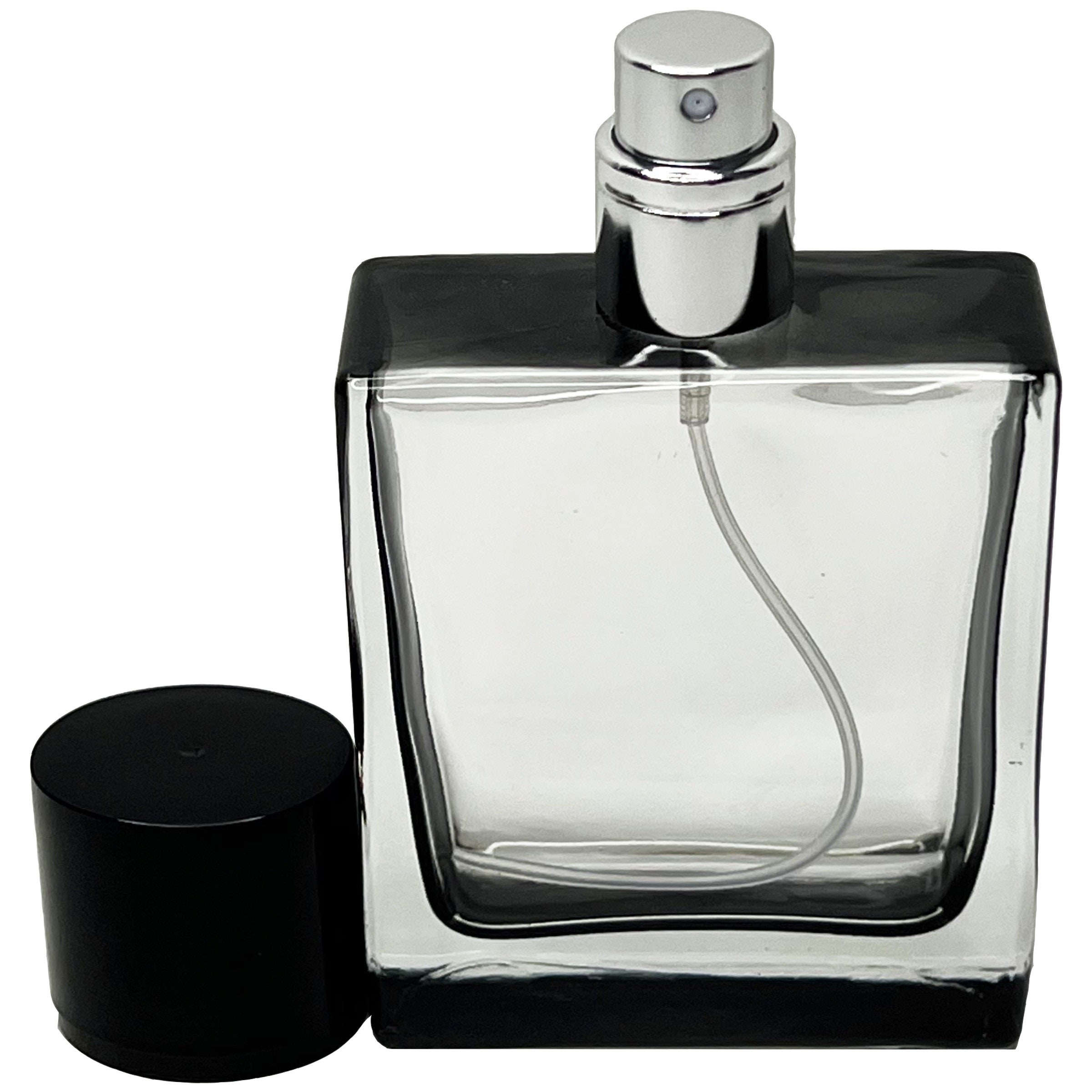 50ml Dark Tinted Black Clear Square Perfume Spray Bottles