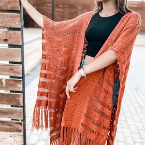 Crochet Kimono Pattern: Rusty Cocoa Airy Design (PDF Pattern)