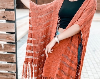 Rusty Cocoa Crochet Kimono Pattern | Lightweight Jacket (PDF Pattern S-XXL)