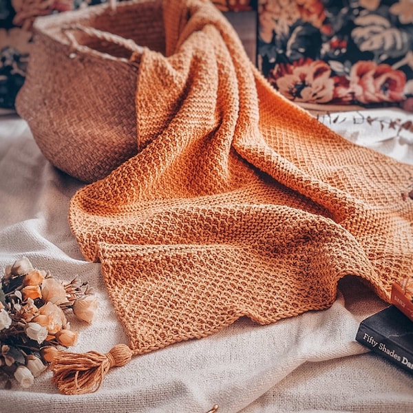 Vintage Tunisian Crochet Afghan Pattern: Easy Beginner Throw (PDF Pattern)