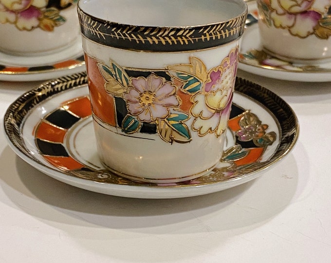 Featured listing image: Vintage Moriyama Mori-machi Japan Demitasse Cup & Saucer Set Of 3