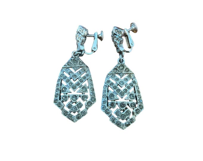 Featured listing image: Vintage Castlecliff Rhinestone Art Deco Screw Back Earrings