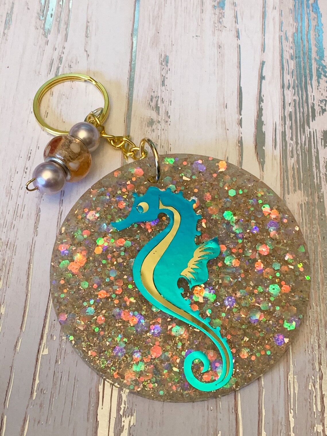 Beach Keychain Seahorse Seahorse Keychain Monogrammed Etsy