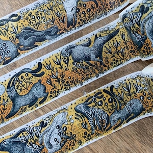 3 Rolls Forest Theme Foxes and Rabbits Washi Tape 30mm Wide x 10 Meters, limited edition