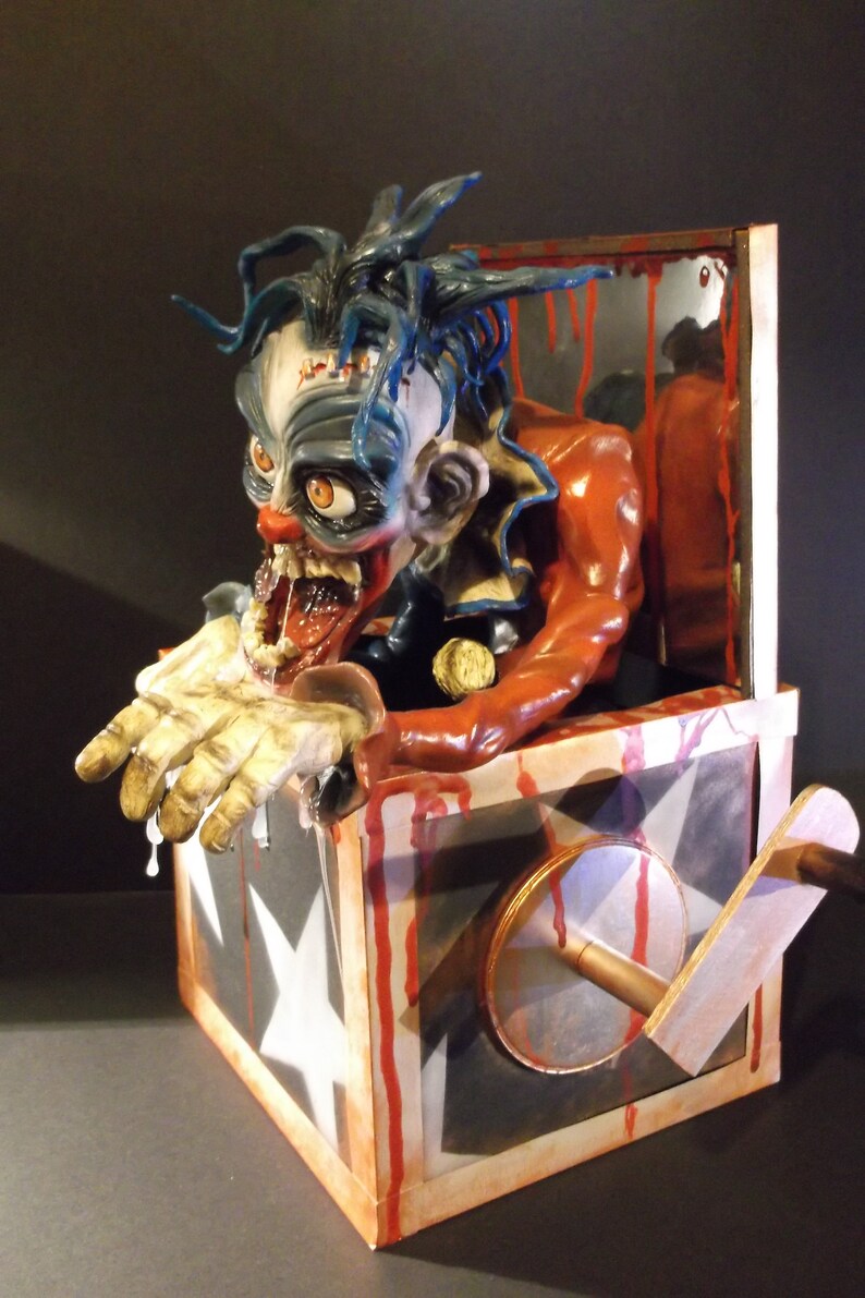 Jack in the Box Horror Sculpture Handmade Polymer Clay Clown | Etsy