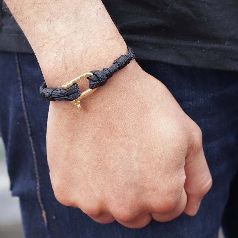 Black Shackle Bracelet unisex adjustable bracelet for man Etsy