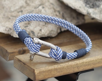 Mover Handmade Rope Bracelet For Men – Durable Stainless Steel Black Shackle & Nautical Style