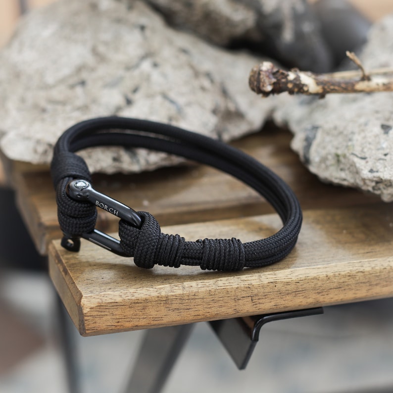 Black Shackle Bracelet unisex adjustable bracelet for man Etsy