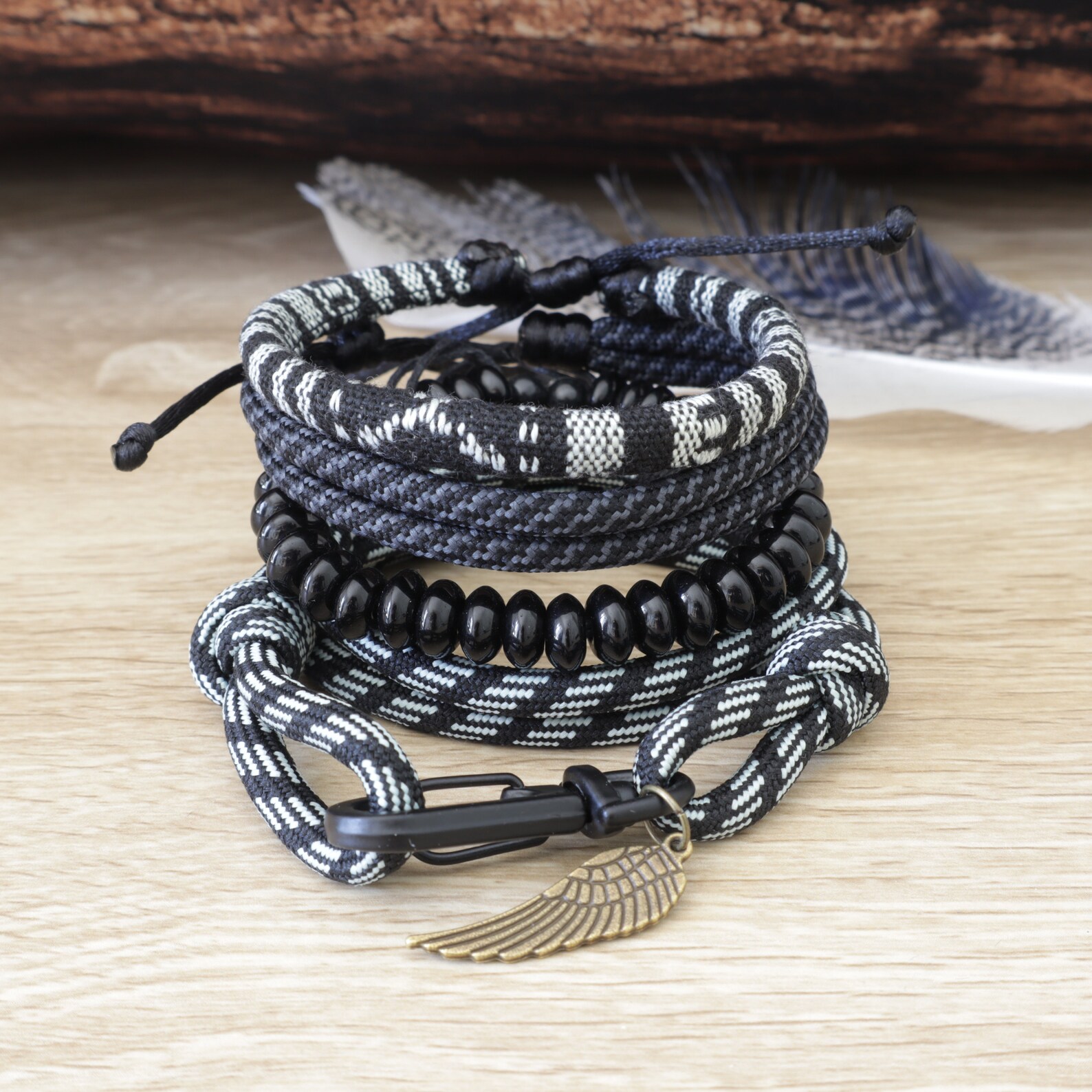 Adjustable Bracelet Pack of Clasp Metal With Black Paracord Etsy