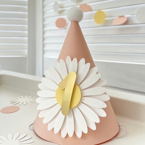 Daisy One Party Hat, Daisy First Birthday Party Decor, Flower Party Decorations