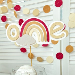 Boho Rainbow Cake Topper, Boho First Party Decorations, Baby Rainbow Theme 1st Birthday Decorations