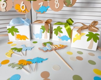 Set 6 Scatole Snack A Tema Dinosauri In Cartoncino - 2 Piccole E 4 Grandi, Per Caramelle E Dolci A Feste