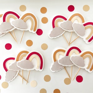 Boho Regenbogen Cupcake Toppers, Boho Regenbogen Baby Shower Toppers