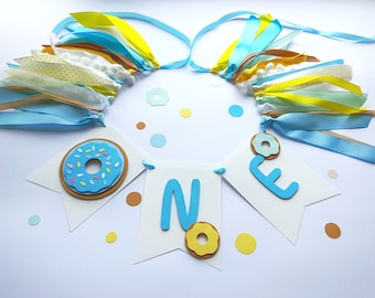 Donut Birthday Highchair Banner, Donut 1st Birthday Decorations, Sweet Boy One