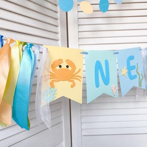 Meerestiere Ein Hochstuhl Banner, Meerestiere 1. Geburtstag Partydekoration, Unter den Meeresdekorationen