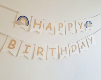 Boho Rainbow 1st Birthday Banner, Handmade Party Decorations