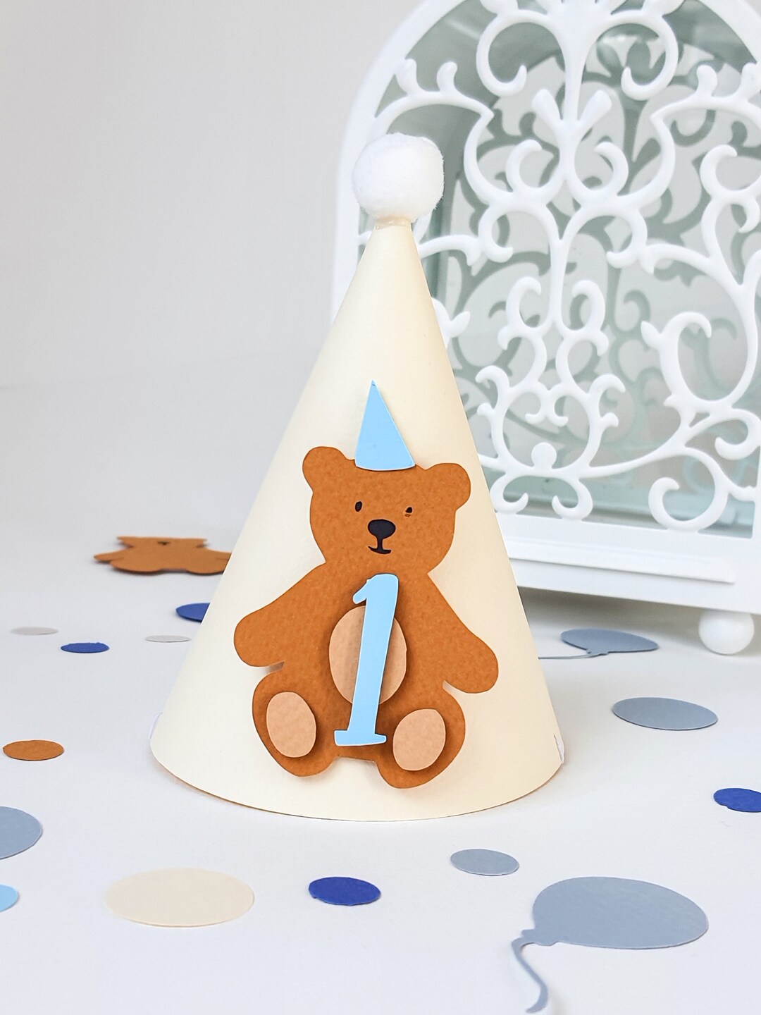 Teddy Bear 1st Birthday Party Hat, Handmade Decorations - Etsy
