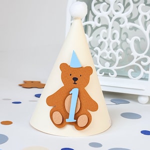 Teddy Bear 1st birthday Party Hat, First Birthday party decor, One Year Old Birthday Decorations