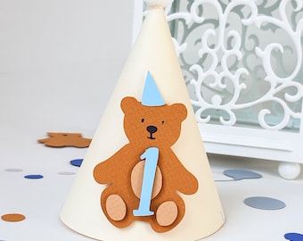 Teddy Bear 1st Birthday Party Hat, Handmade Decorations