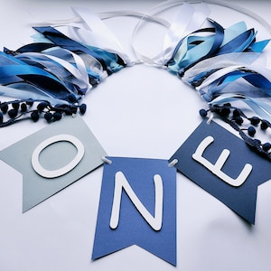 Ombre Boy One High Chair Banner, Banner Theme 1st Birthday Decorations