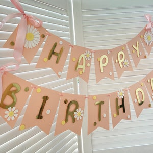 Banner madeliefje eerste verjaardag, decor madeliefje eerste verjaardag, feestdecoratie bloemen