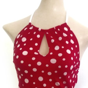 Comfy Halter Top, Sleeveless halter top, Cool sexy shirt, Comfortable Summer Top, Polka Tank Top, Casual halter Shirt, Fun, Relax blouse