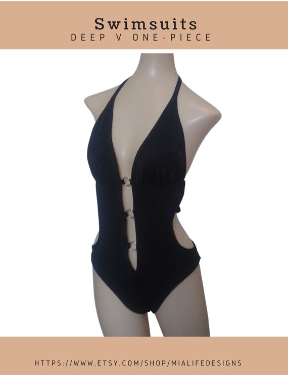 Women's One-Piece Swimsuit, Deep V One-Piece Swimsuit, Bodysuit Bikini, Extreme Micro Bikini Sexy Beachwear, Skimpy, Swimwear, plunge V
