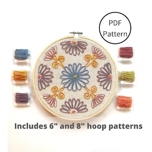 Daisy Mandala Hand Embroidery Hoop Art PDF Pattern  | Hand Embroidery Pattern | Includes Stitching Guide | DIY Hoop Art | Digital Download