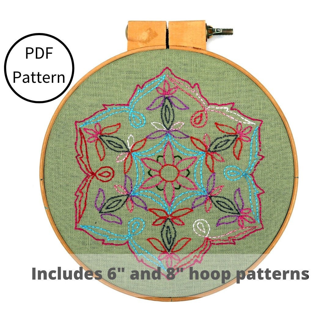 Petals With Swag Hoop Art Embroidery PDF Pattern | Hand Embroidery ...
