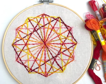 Prismatic Play Hoop Art / Modello di ricamo a mano / Modello PDF / Include guida alla cucitura / Fai da te Hoop Art / Download digitale