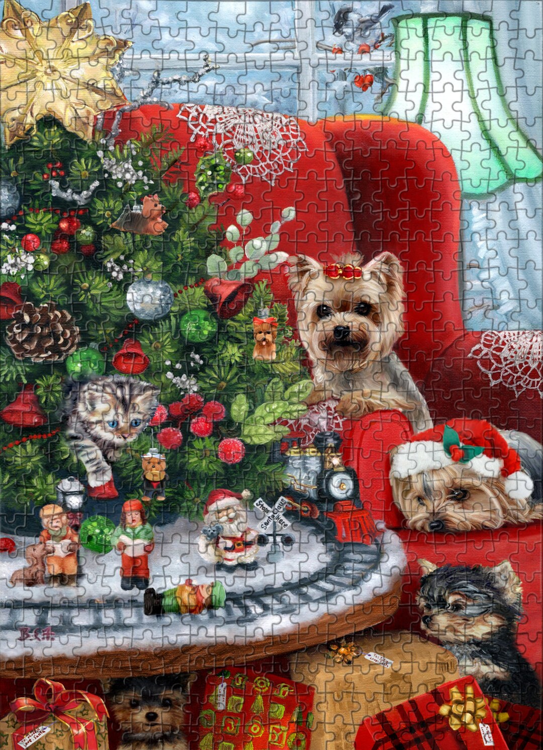 Yorkie Wooden Jigsaw Puzzle VERTICAL Art 500 Pc Dog Painting Etsy