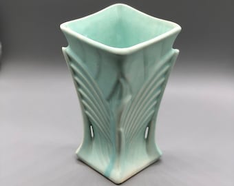 Vintage McCoy Matte Sea Green Art Deco Large Vase