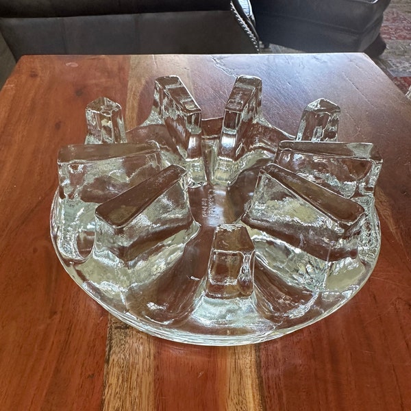 Blenko Style Vintage Chantal by Lentrade Large 8” Diameter Glass Trivet, Pot or Kettle Warmer Stand, made in West Germany