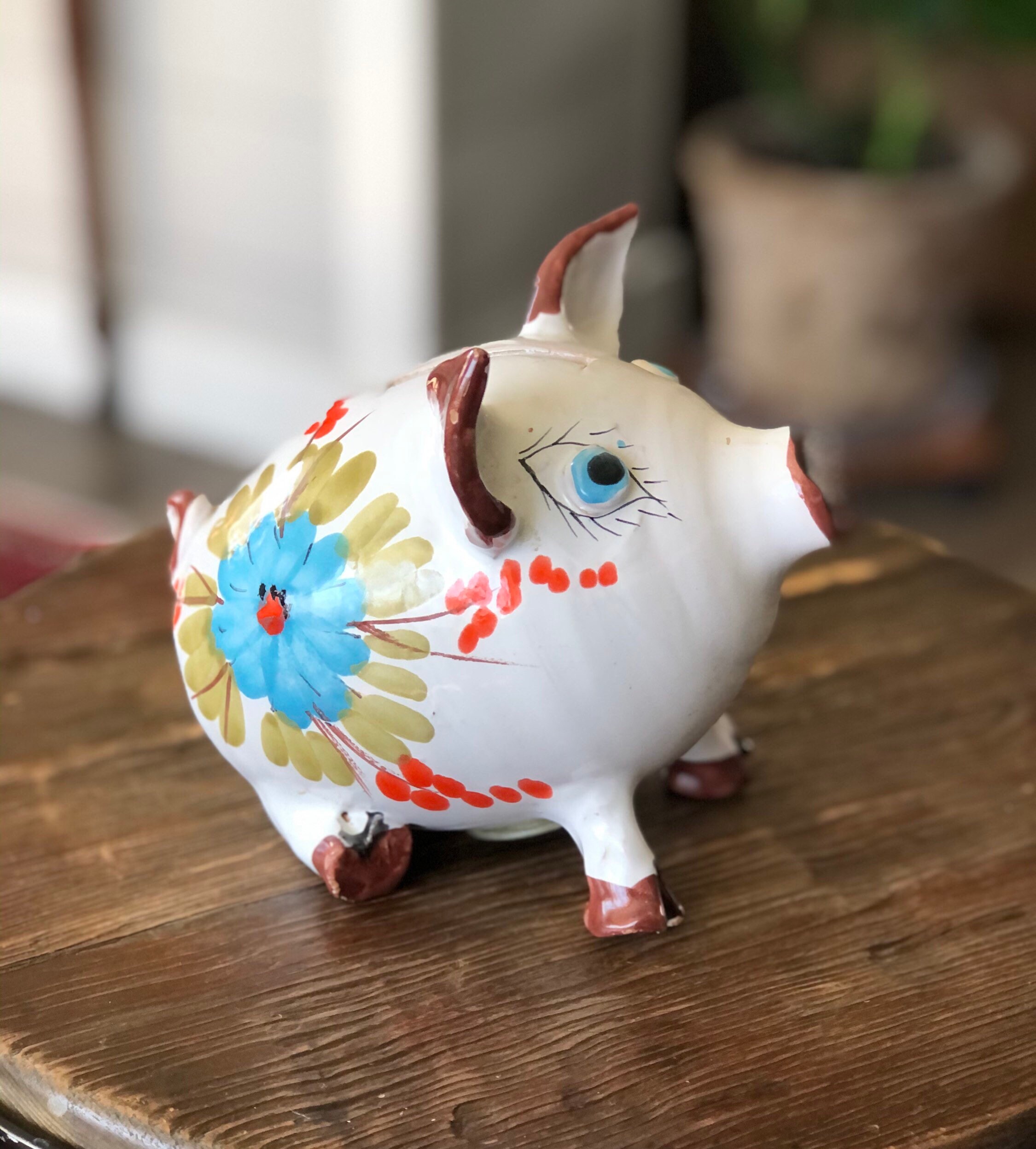 Vintage Rare Flowered Ceramic Piggy Bank Made in Italy Etsy