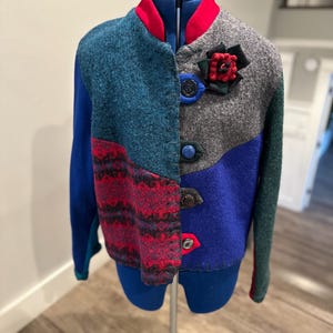baabaa Zuzu Vtg Wool One of a Kind Jacket Up Cycled Handmade