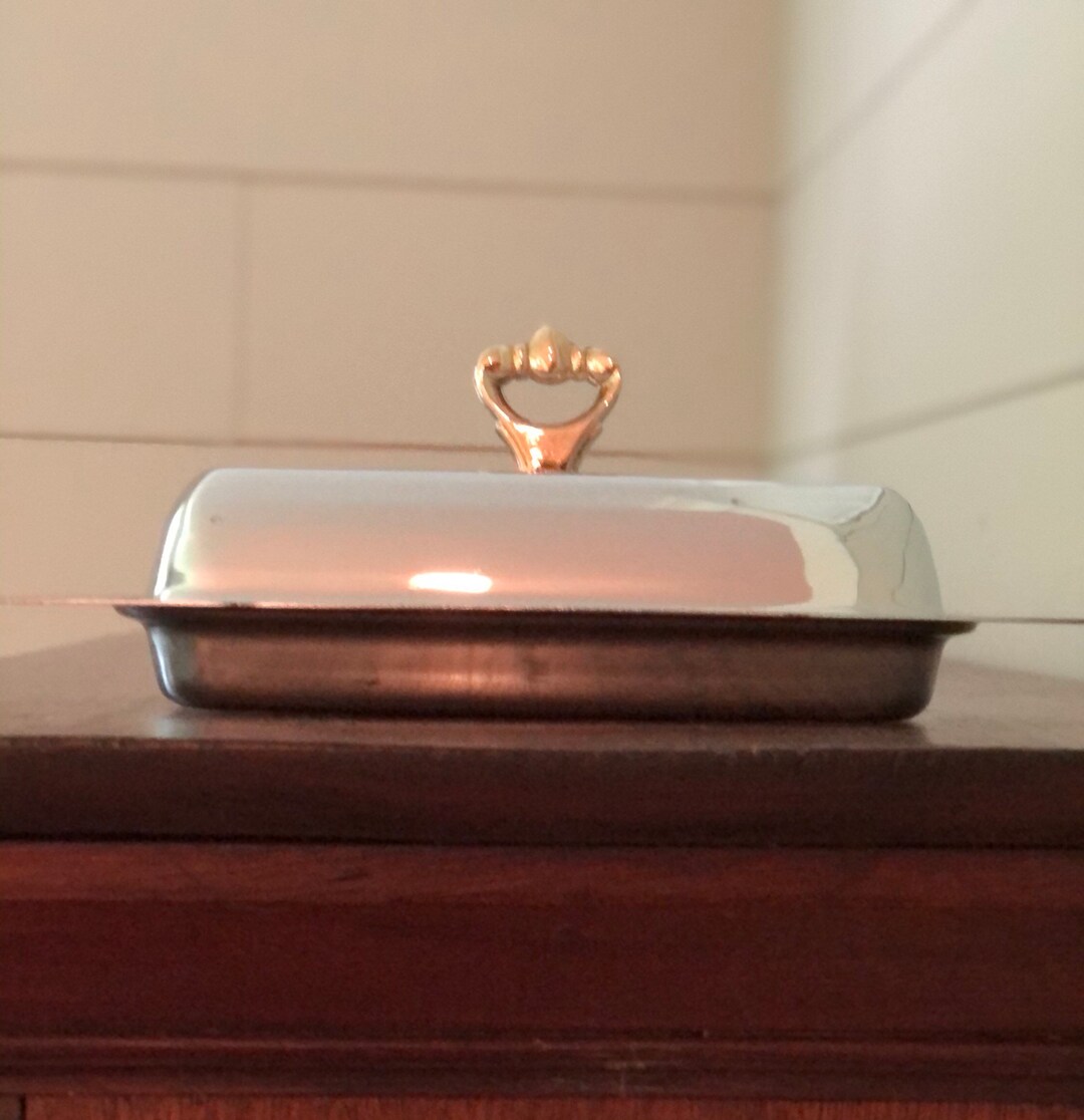 Vintage KROMEX Butter Dish Chrome With Glass Insert Finial Etsy