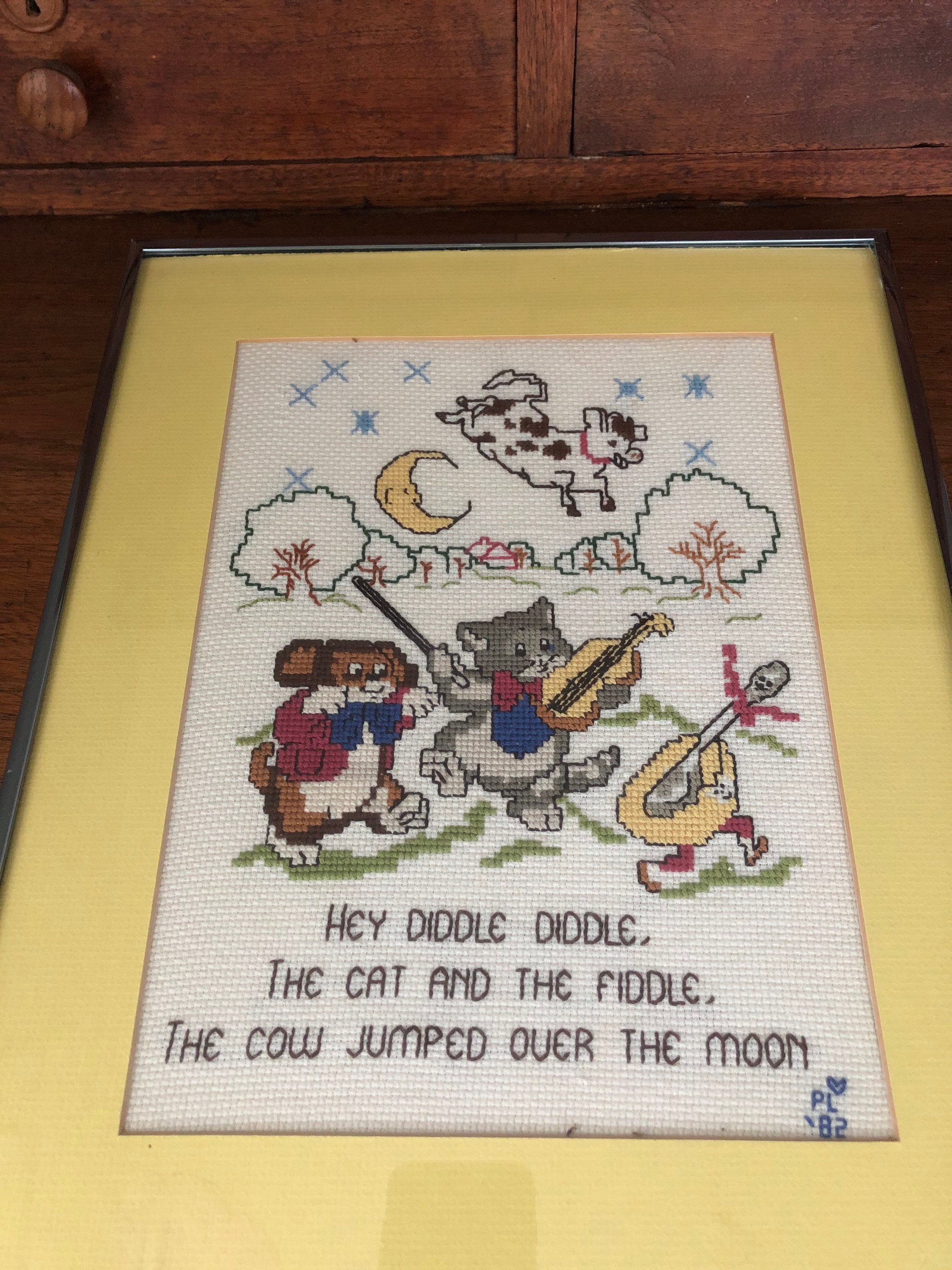 Vintage Nursery Rhyme Cross Stitch Matted and Framed Etsy