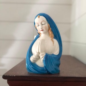 Vintage Figural Madonna Virgin Mary Praying Religious Planter Lady Head Planter