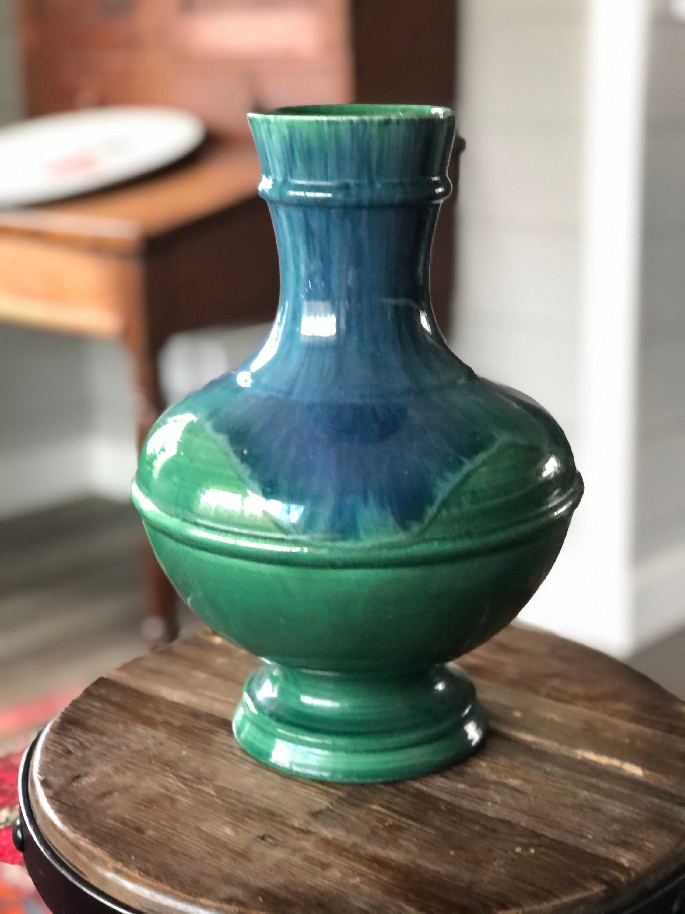 Royal Haeger 12 Vase Planter Green Blue Drip Glaze Made in | Etsy