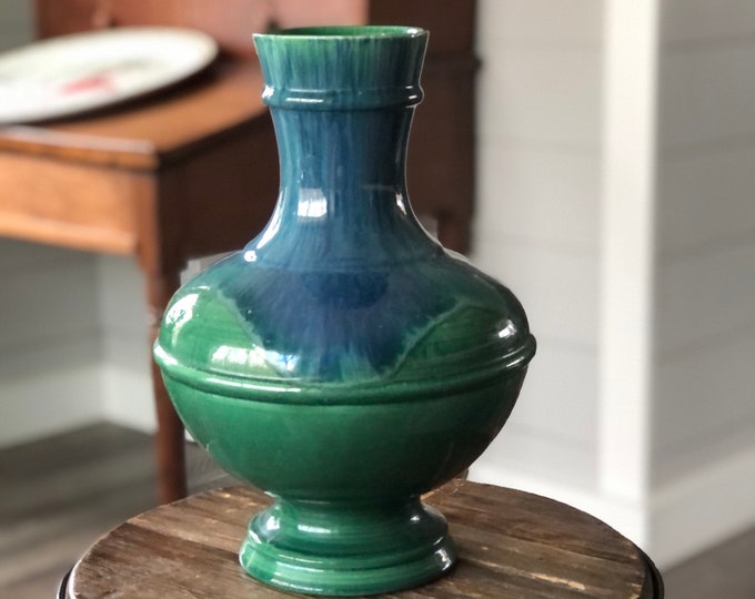 Royal Haeger 12 Vase Planter Green Blue Drip Glaze Made in USA - Etsy