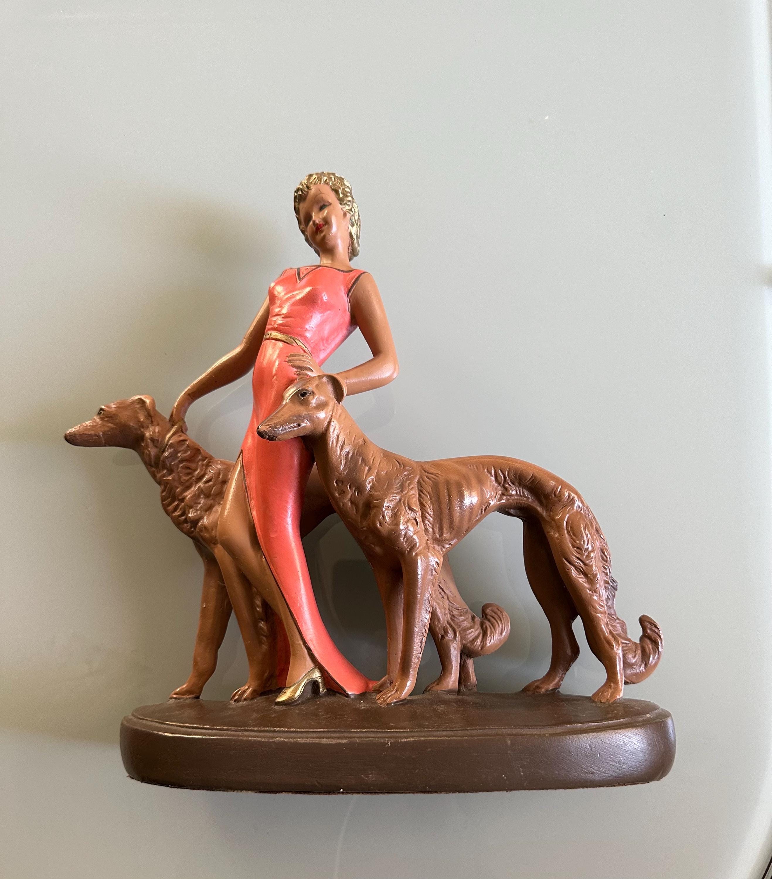 Lady With Greyhounds Statue - Etsy